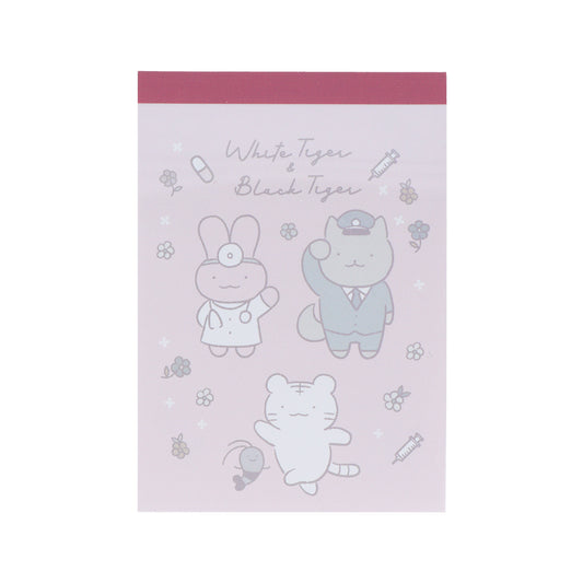 White Tiger and Black Tiger Mini Memo Pad - Pink