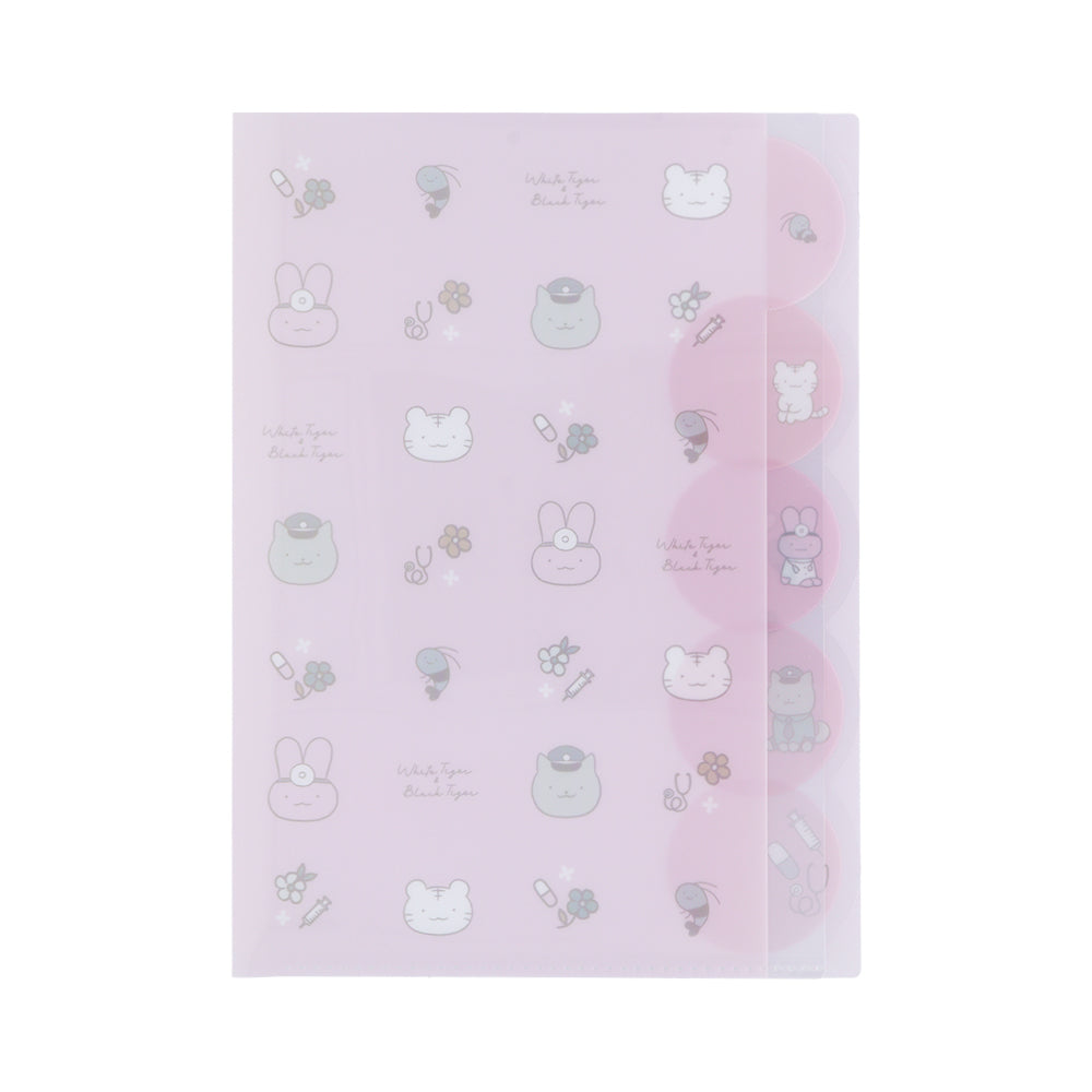 White Tiger and Black Tiger Die-cut Clear File 5P - Pink