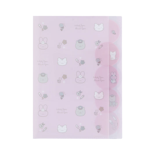 White Tiger and Black Tiger Die-cut Clear File 5P - Pink