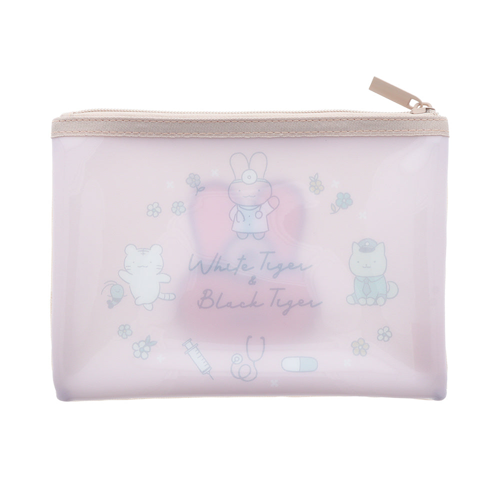 White Tiger and Black Tiger Sagara Embroidered Mesh Pouch - U
