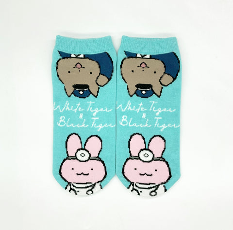 ホワイトタイガーとブラックタイガー ソックス（うさぎ先生