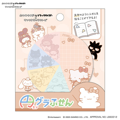 ホワイトタイガーとブラックタイガー×サンリオキャラクターズ 円グラふせん ①