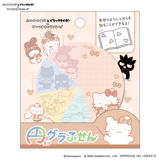 ホワイトタイガーとブラックタイガー×サンリオキャラクターズ 円グラふせん ①
