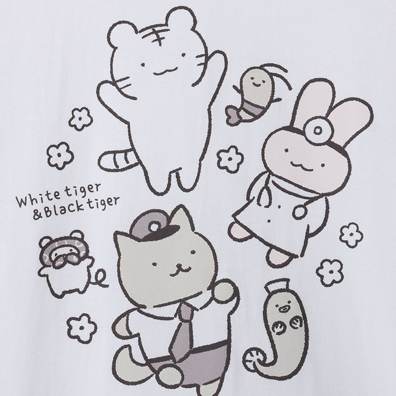 White Tiger and Black Tiger T-shirt all together white