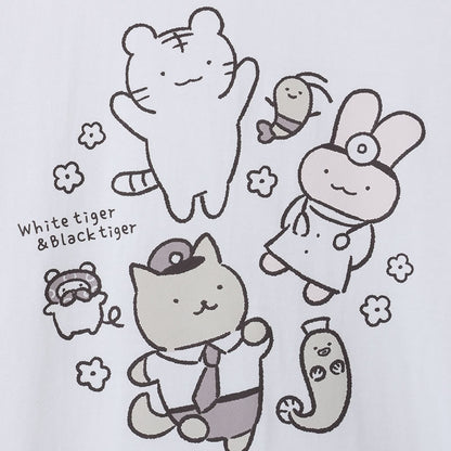 White Tiger and Black Tiger T-shirt all together white